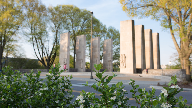 Pylons at Virginia Tech in the Spring